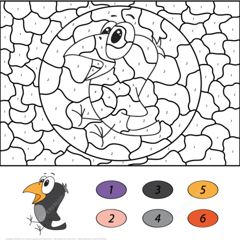 Crow Color By Number Coloring Page